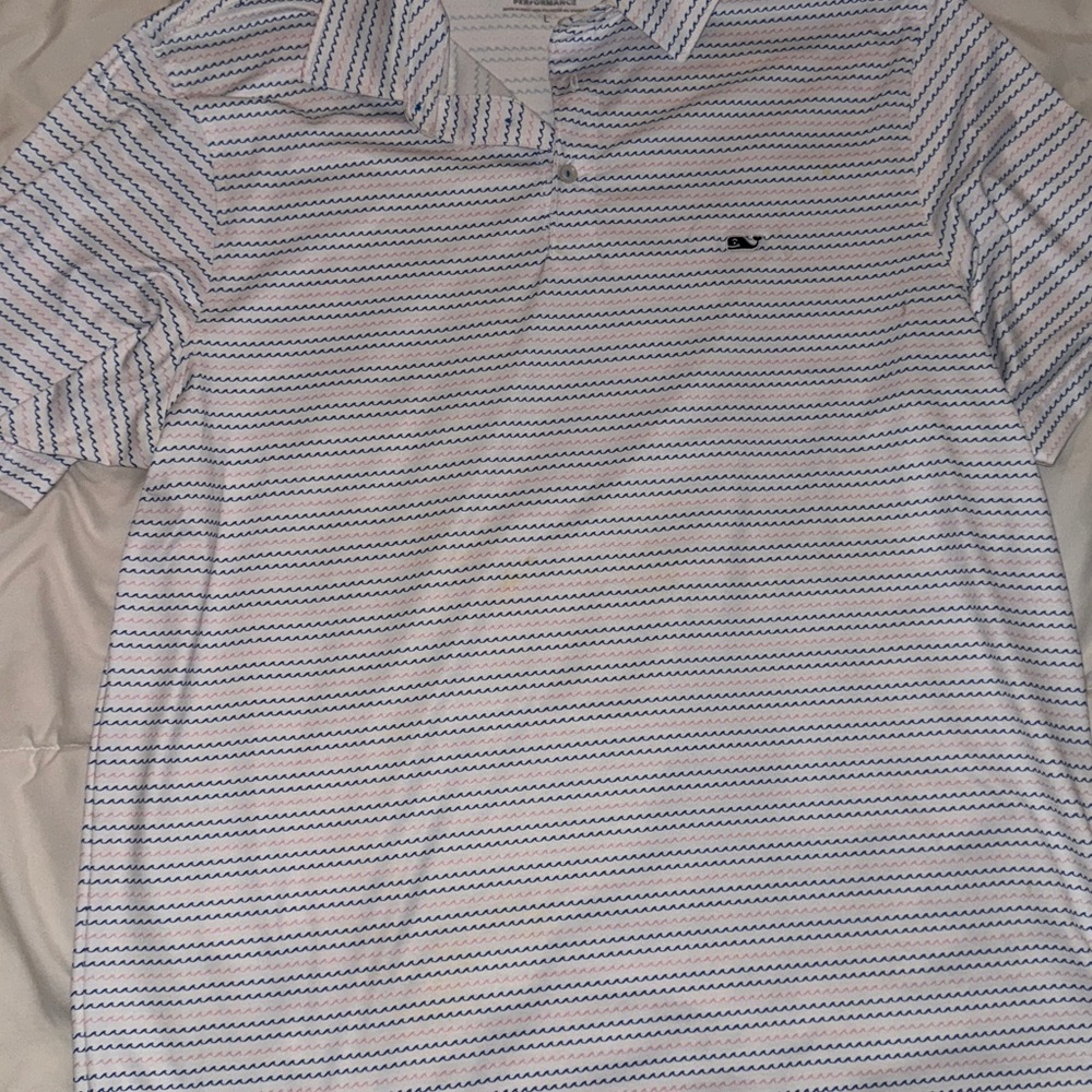 Vineyard Vines Striped Polo Shirt - White and Blue